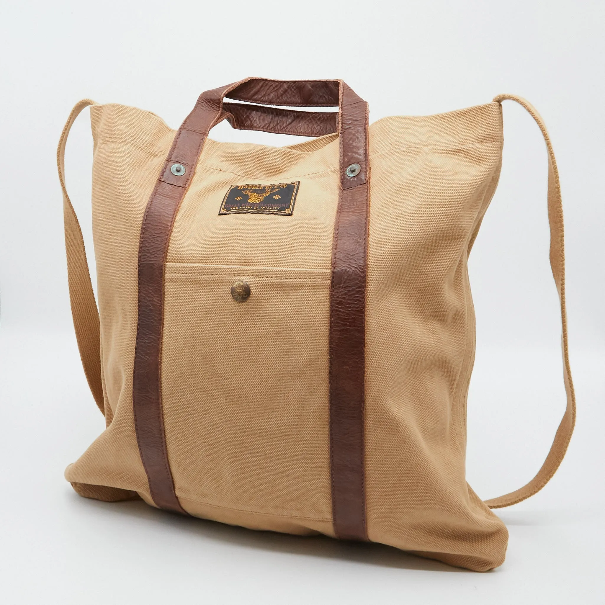Double RL Leather-Trim Canvas Tote Bag sold by DeeCee style