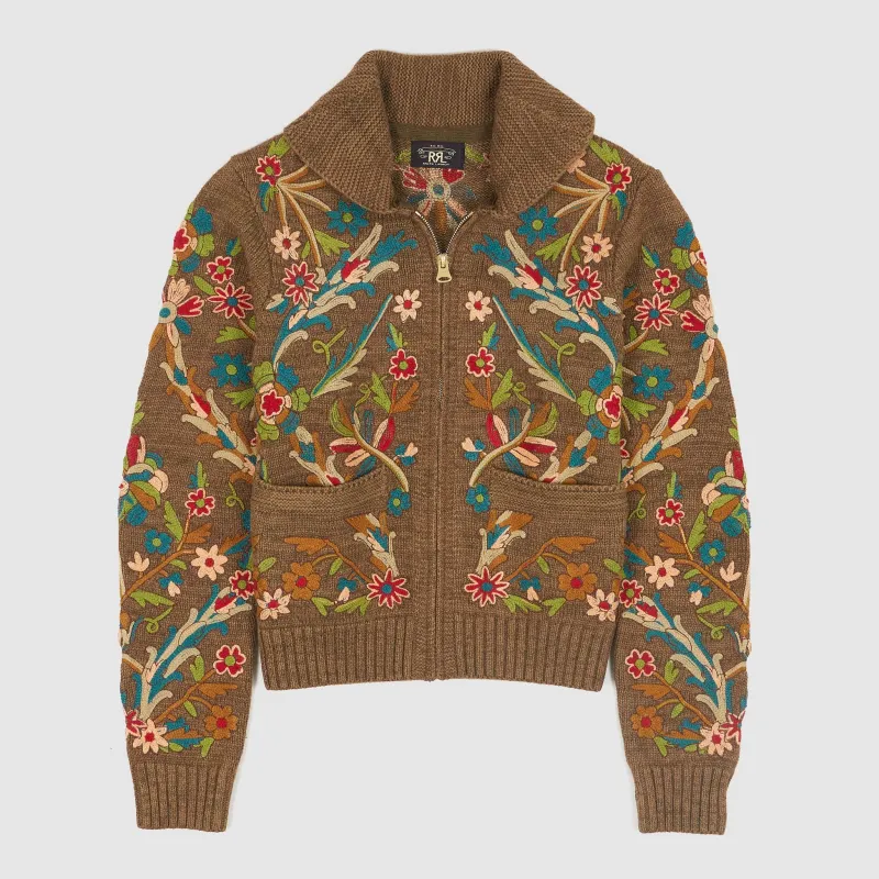 Double RL Ladies Zip Flowers Cardigan made by Double RL