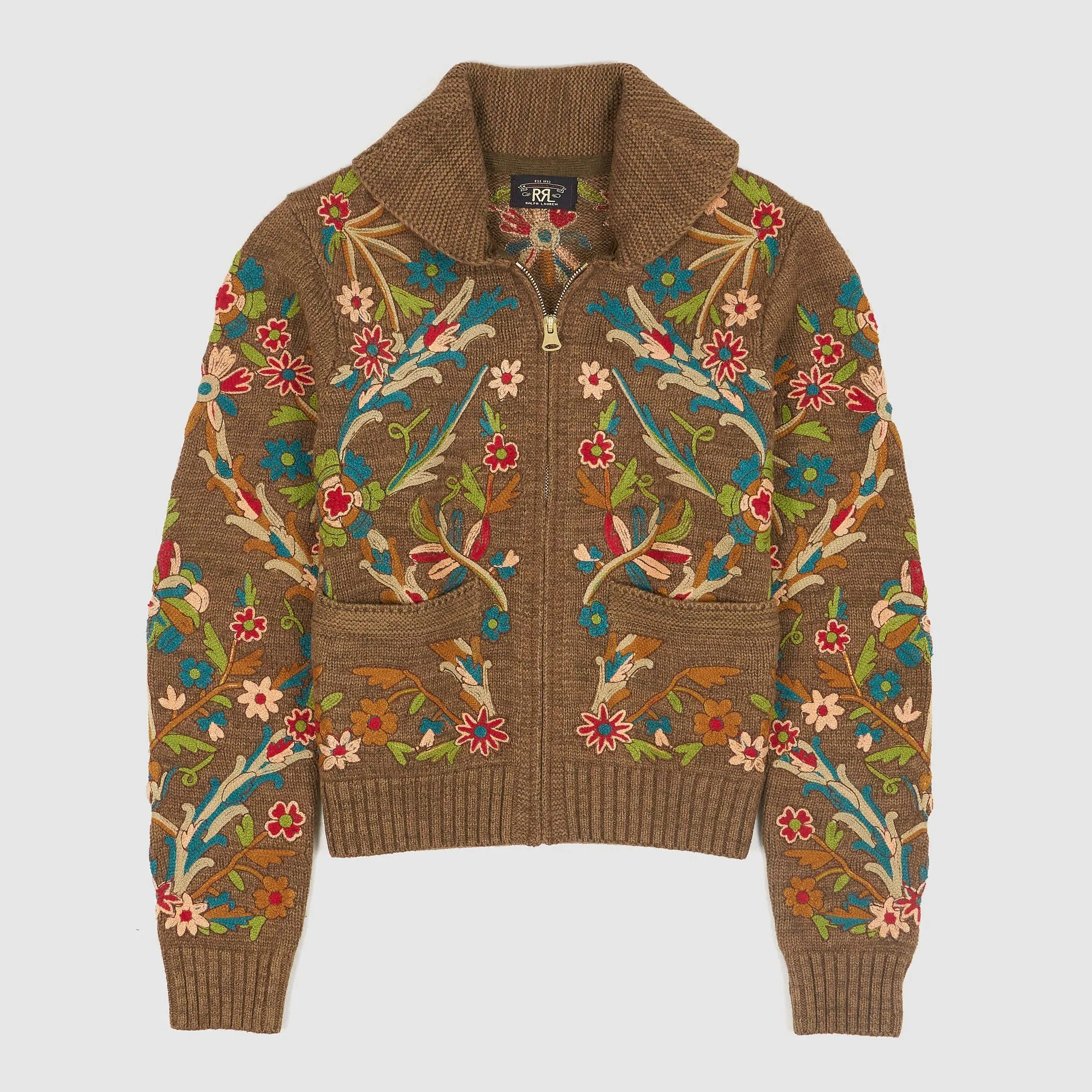 Double RL Ladies Zip Flowers Cardigan sold by DeeCee style