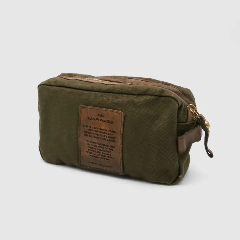 Campomaggi Heavy Canvas and  Leather Travel Kit made by Campomaggi