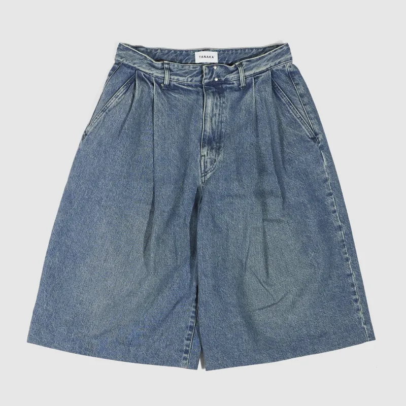 Tanaka Hakama Pleated Denim Jean Shorts sold by DeeCee style