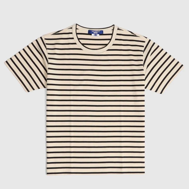 Junya Watanabe MAN Ivory Black Striped Crew Neck T-Shirt made by Junya Watanabe