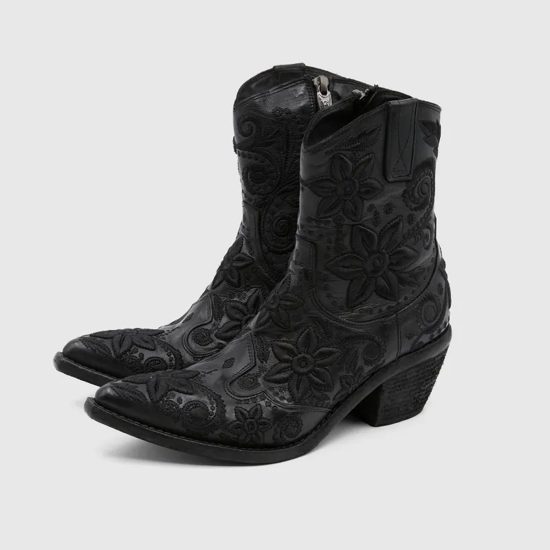 Fauzian Jeunesse Ladies Embroidered Western Zip Ankle Boot made by DeeCee style
