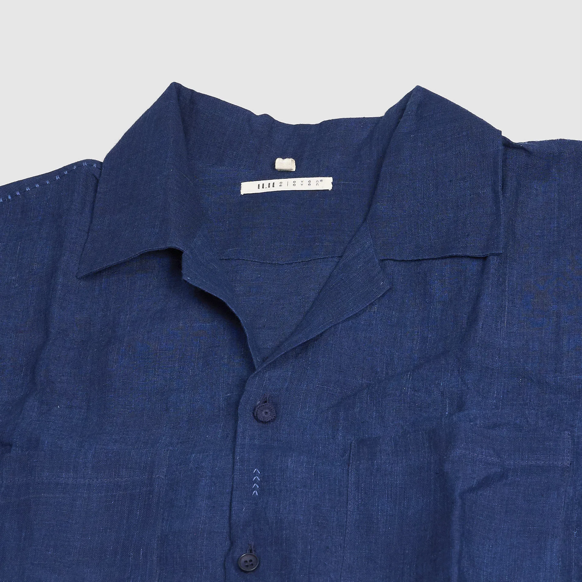 11.11 / eleven eleven Camp Collar Indigo Linen Shirt sold by DeeCee style product image thumbnail 5