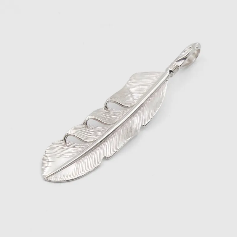 The Flat Head Mid Sized Feather Sterling Pendant made by DeeCee style