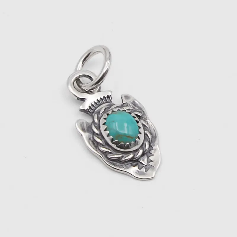 The Flat Head Arrowhead Turquoise Stone Sterling Pendant made by DeeCee style