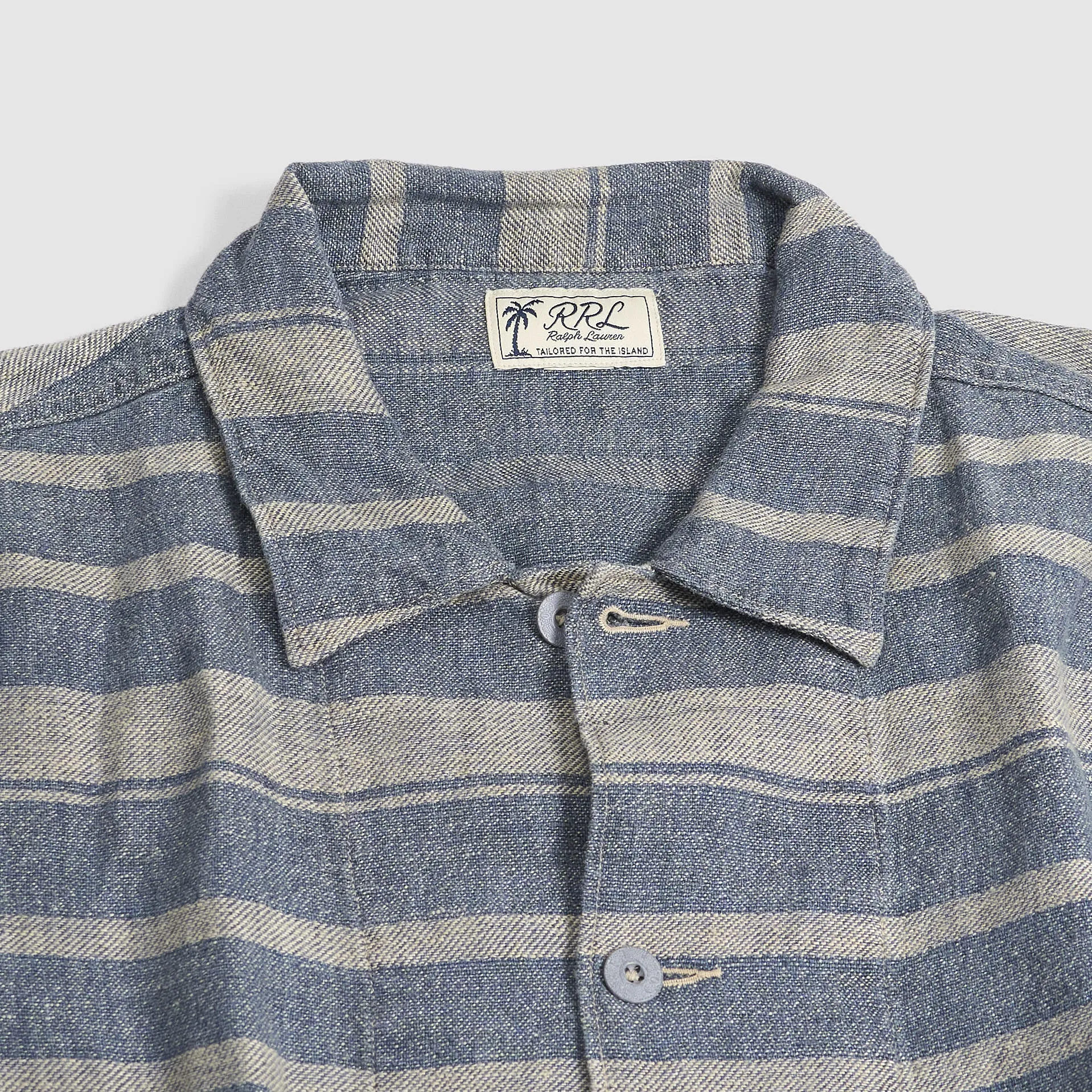 Double RL Indigo Striped Linen Overshirt Jacket sold by DeeCee style product image thumbnail 3