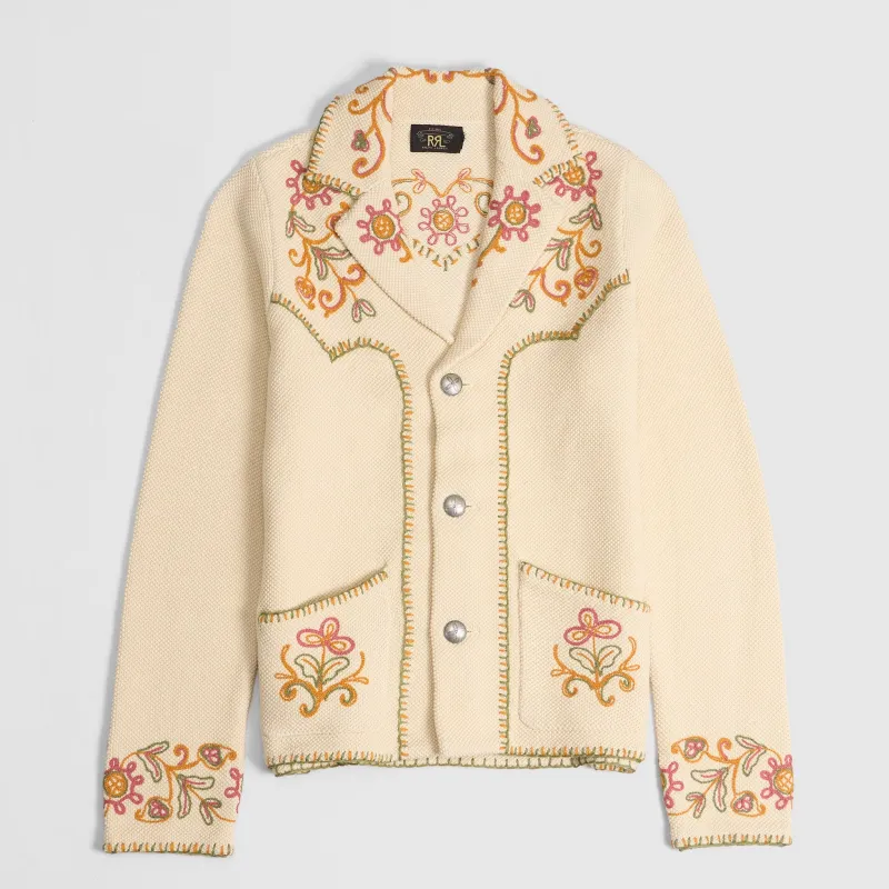 Double RL Ladies Hand Embroidered Flowers Cardigan made by Double RL