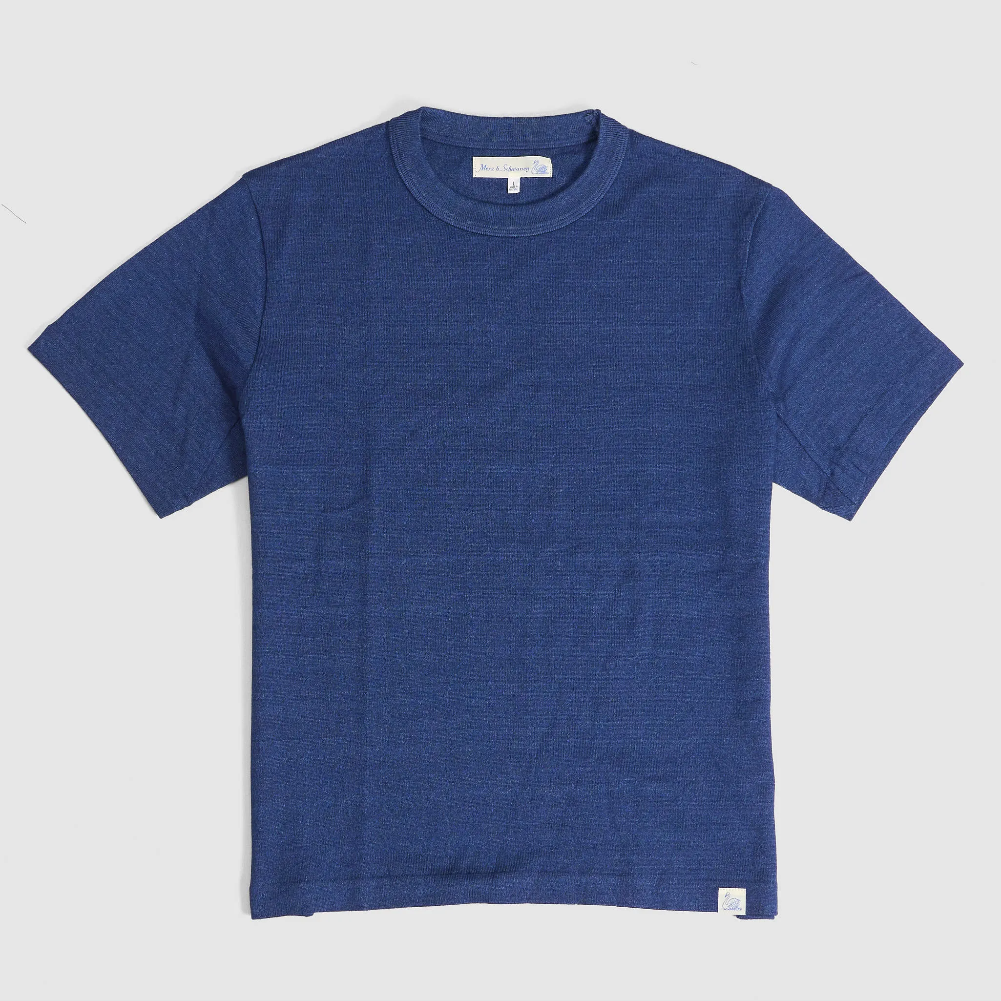Merz b. Schwanen Ladies Short Sleeves Indigo Dyed Crew Neck T-Shirt sold by DeeCee style