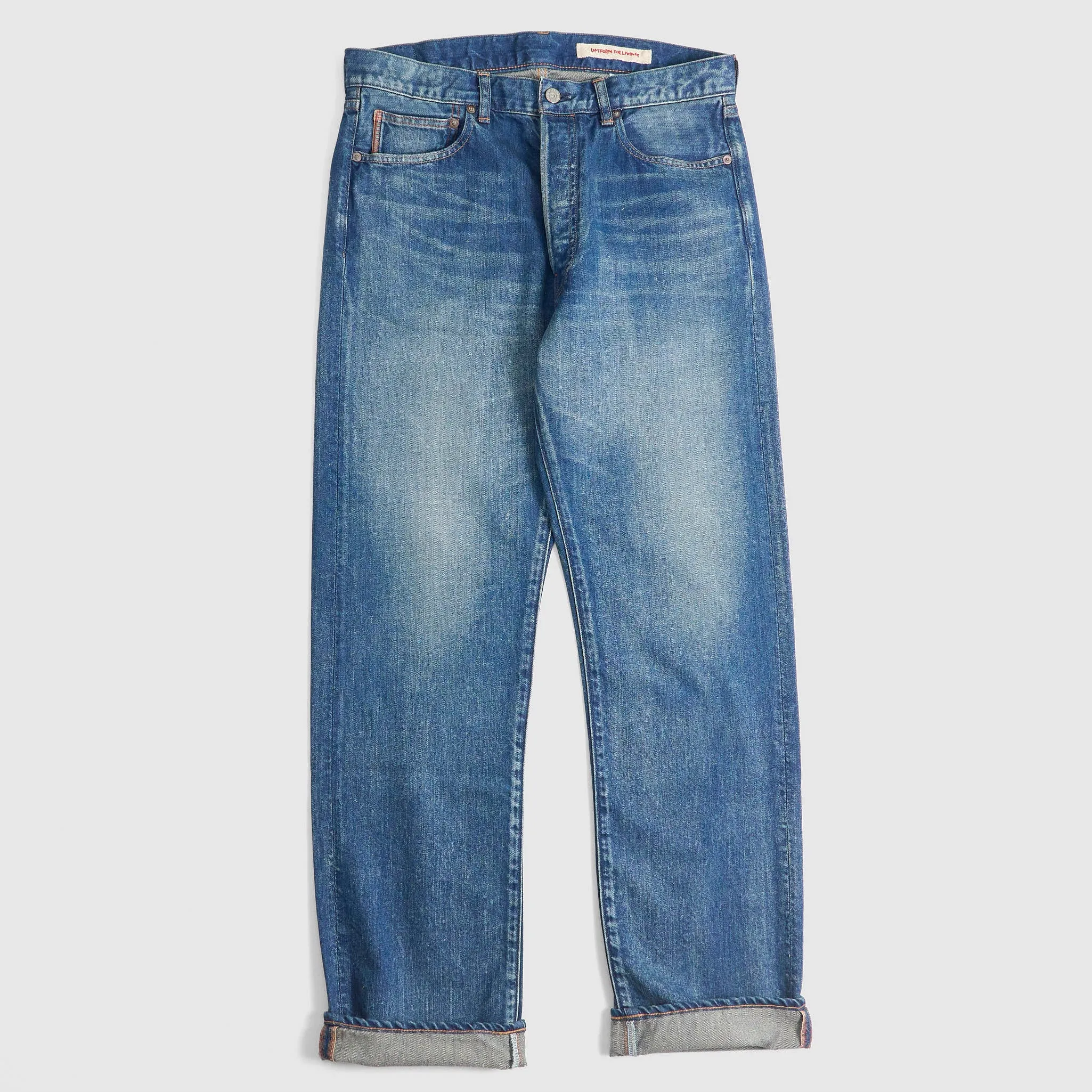 Cottle C.T.L. Washed Cotton-Linen Bengara Straight Denim Jeans sold by DeeCee style