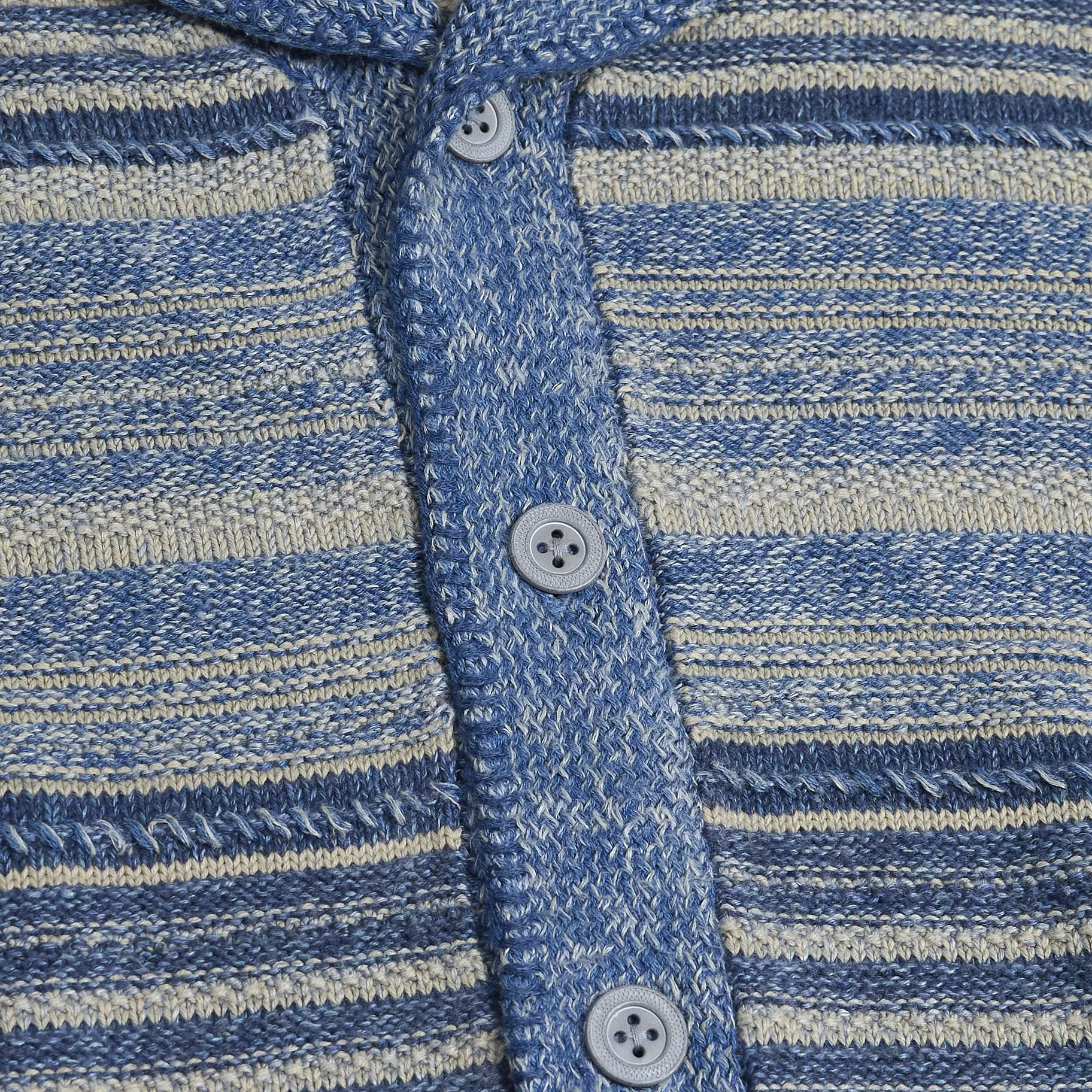 Double RL Cotton-Linen Striped Indigo DyedCardigan sold by DeeCee style product image thumbnail 4