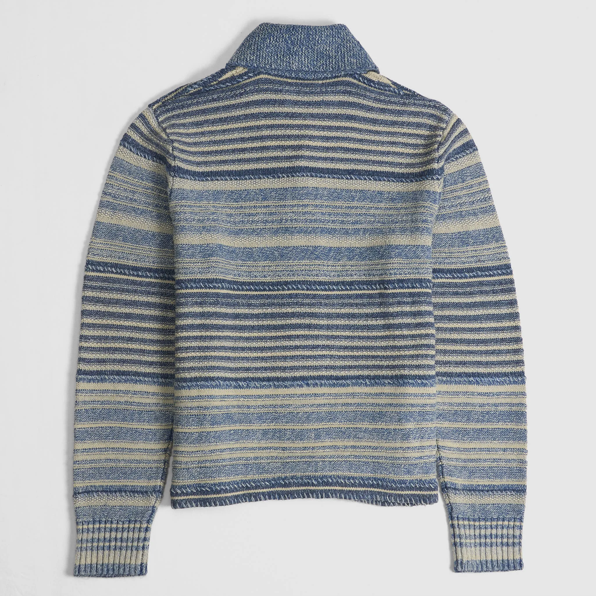 Double RL Cotton-Linen Striped Indigo DyedCardigan sold by DeeCee style product image thumbnail 2