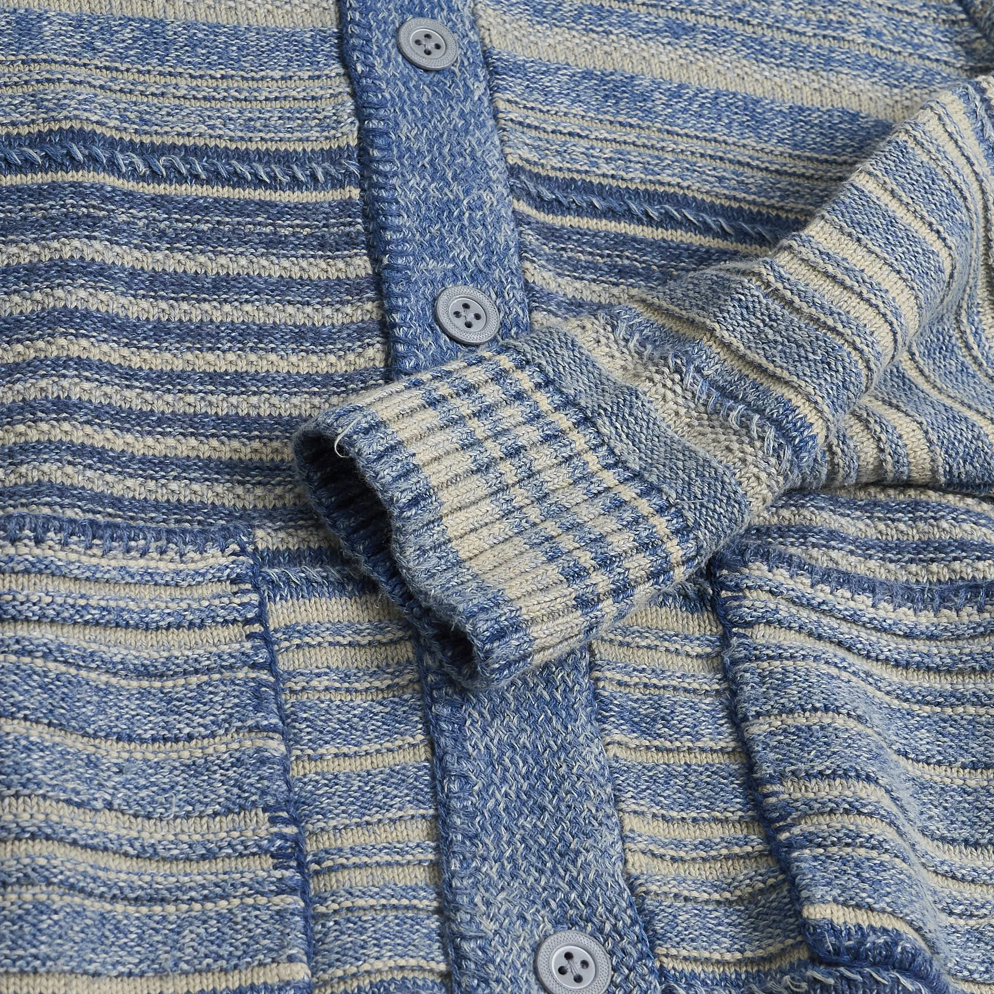 Double RL Cotton-Linen Striped Indigo DyedCardigan sold by DeeCee style product image thumbnail 5