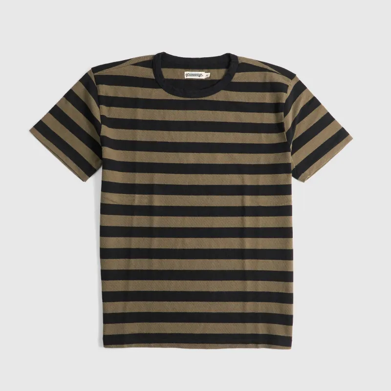 Freenote Cloth Striped Crew Neck Biker T-Shirt made by Freenote Cloth