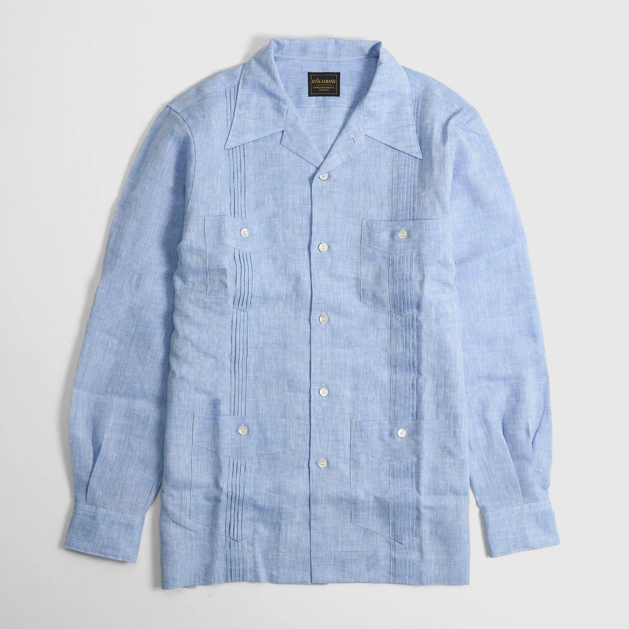 Old Crow Speed Shop by Glad Hand & Co. Guayabera Long Sleeve Linen Overshirt sold by DeeCee style