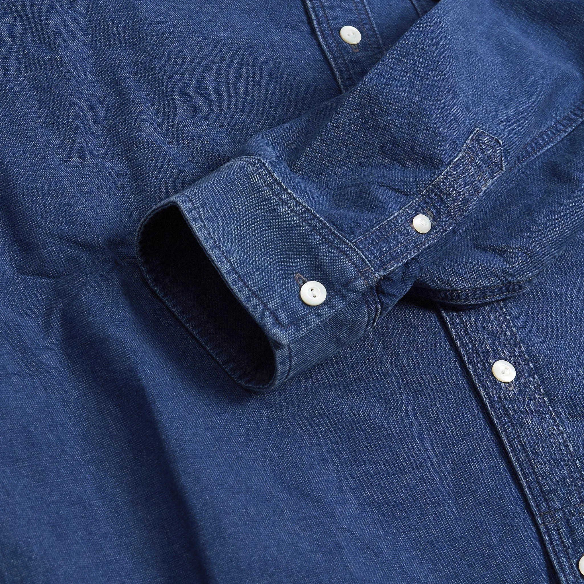Double RL Indigo Oxford Button Down Shirt sold by DeeCee style product image thumbnail 5