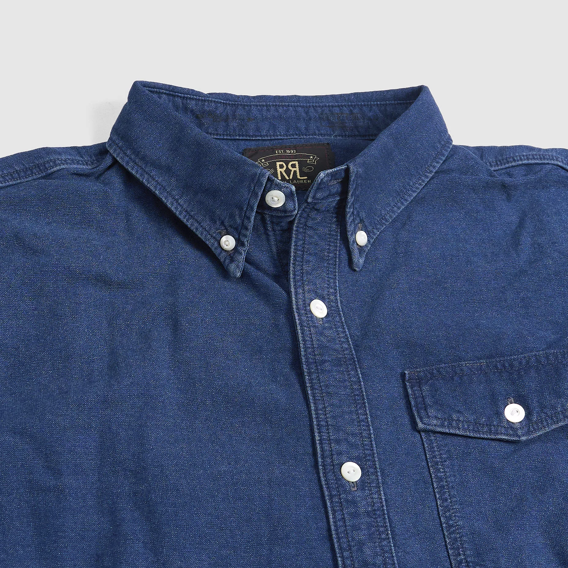 Double RL Indigo Oxford Button Down Shirt sold by DeeCee style product image thumbnail 2