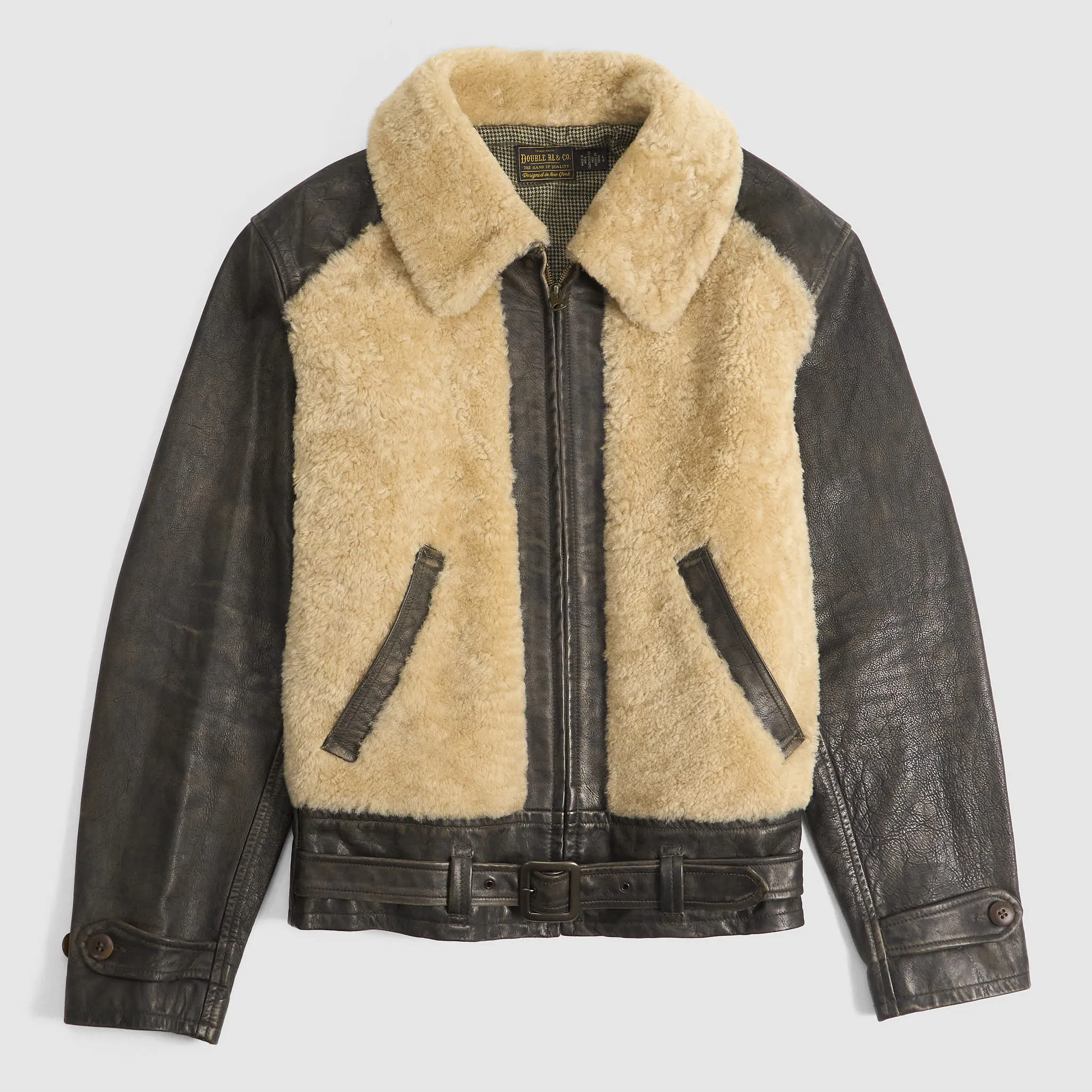 Double RL Shearling Grizzly Motor Jacket sold by DeeCee style