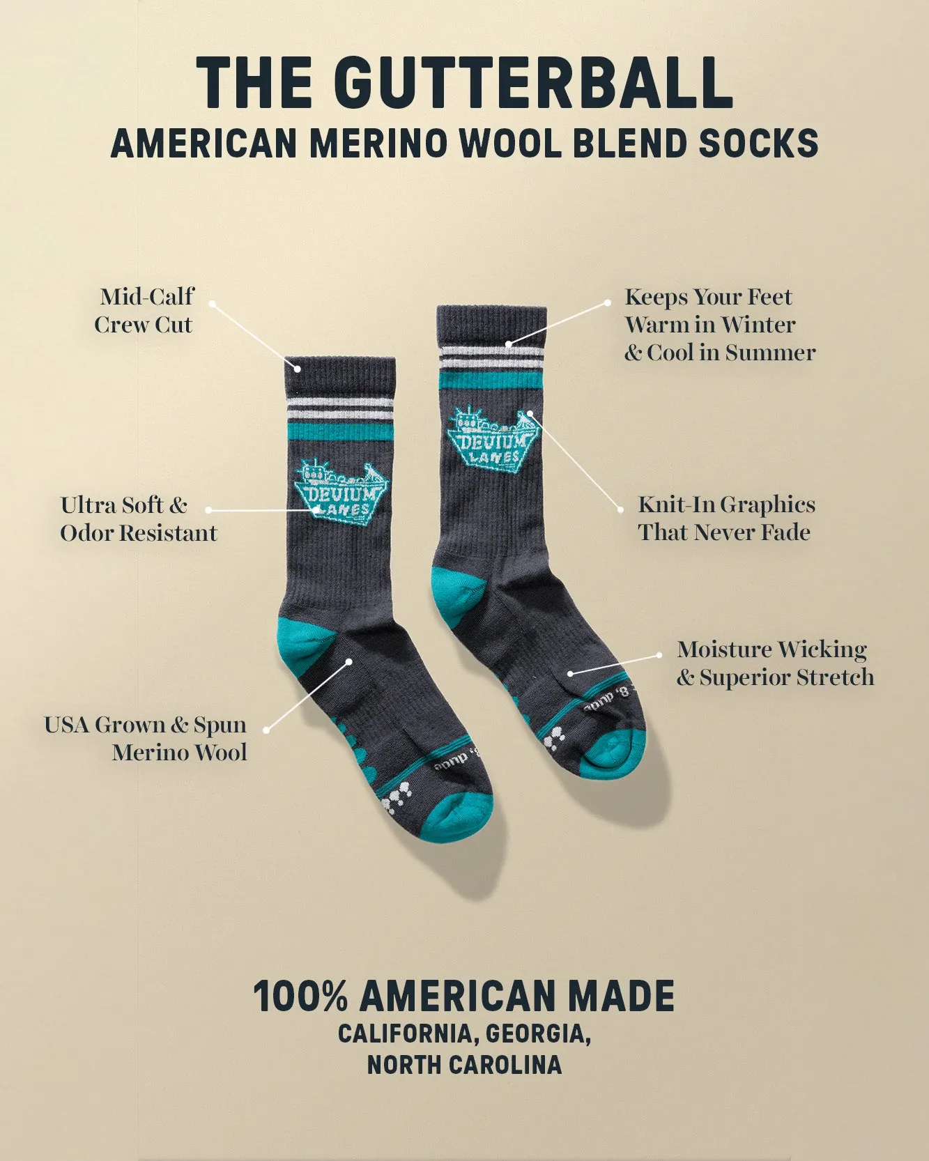 Gutterball Merino Wool Sock sold by Devium USA product image thumbnail 3