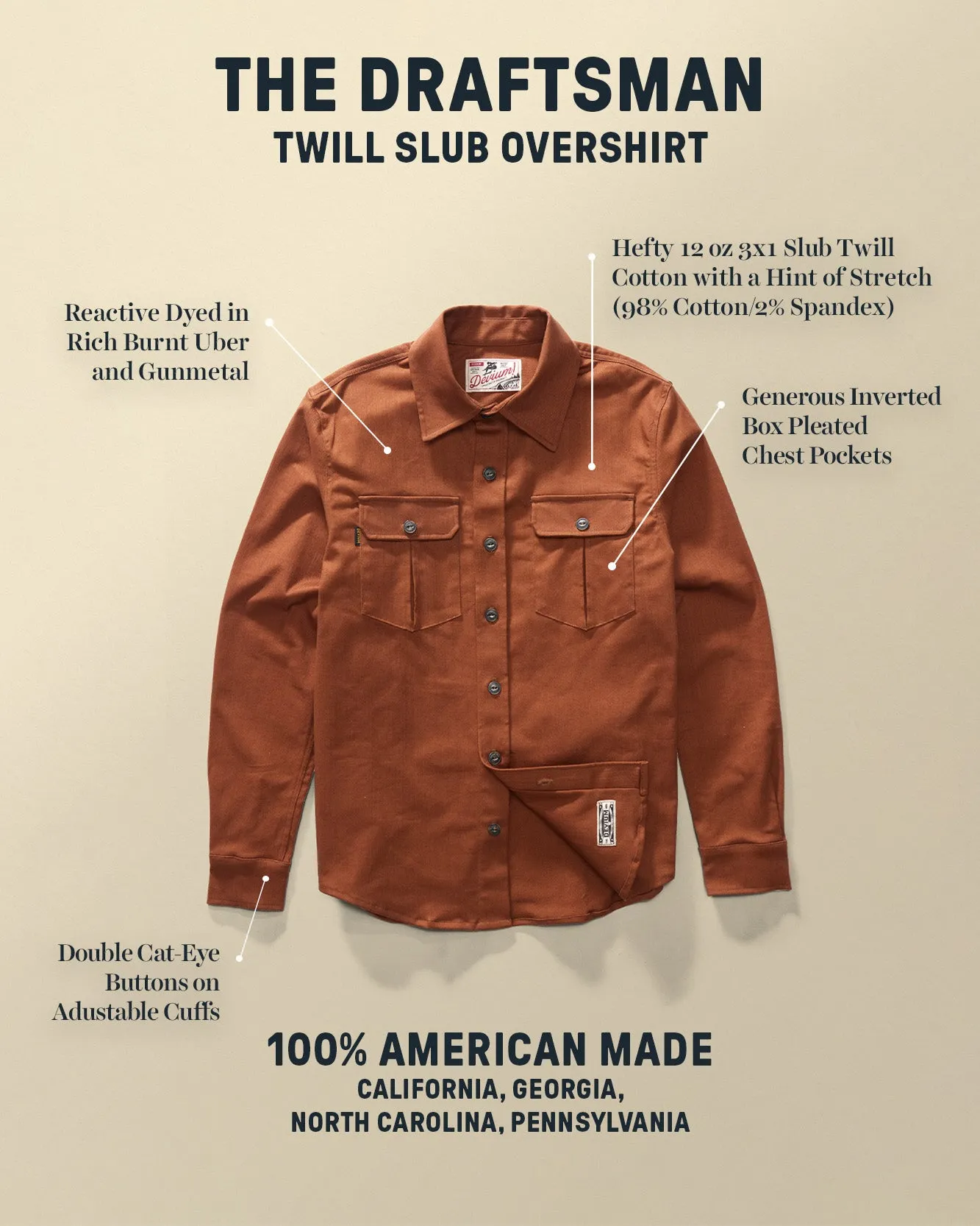 Draftsman Twill Slub Overshirt sold by Devium USA product image thumbnail 3