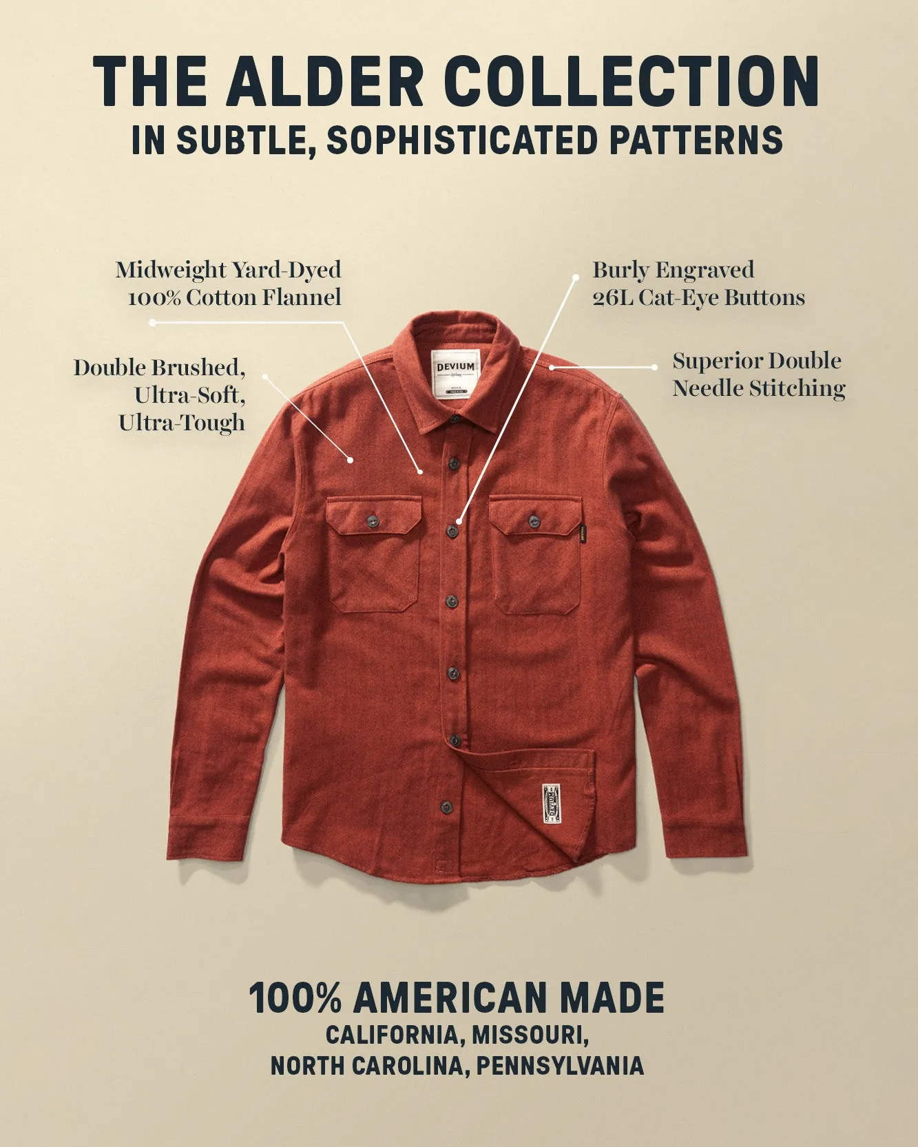 Alder Long Sleeve Flannel Shirt sold by Devium USA product image thumbnail 3