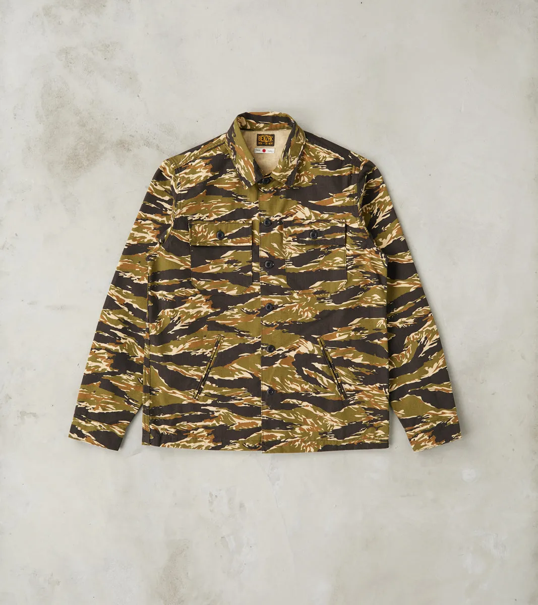BWS-03 - Military Overshirt - 8oz Tiger Camo Ripstop sold by Division Road
