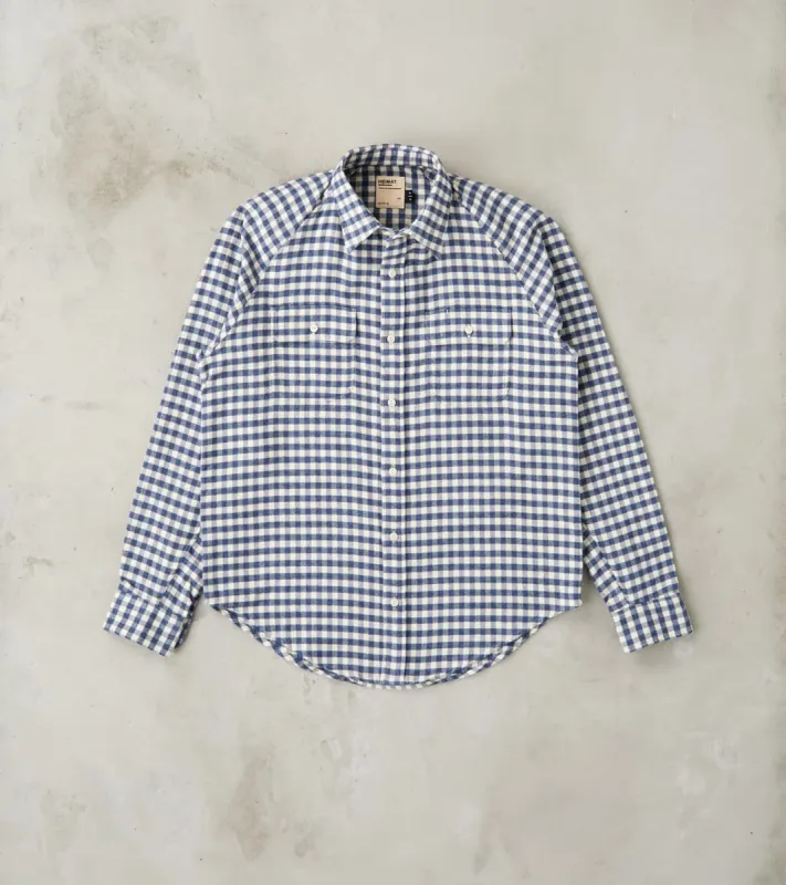Arbeitshemd Work Shirt - Ink & Seashell Gingham Flannel sold by Division Road
