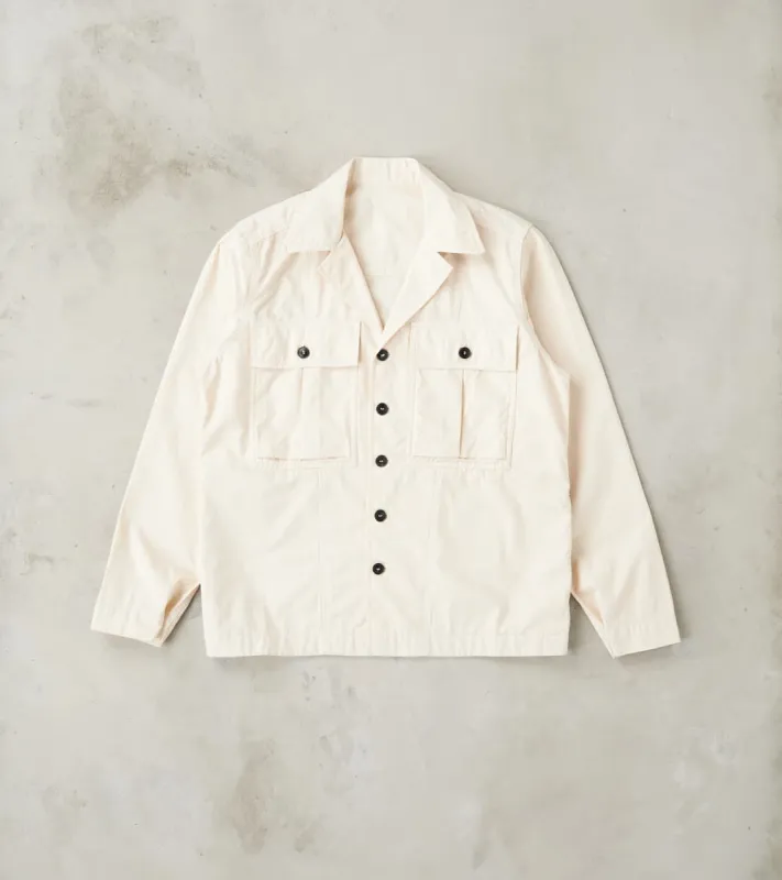 Solomon Military Overshirt - Milk Satin Twill sold by Division Road