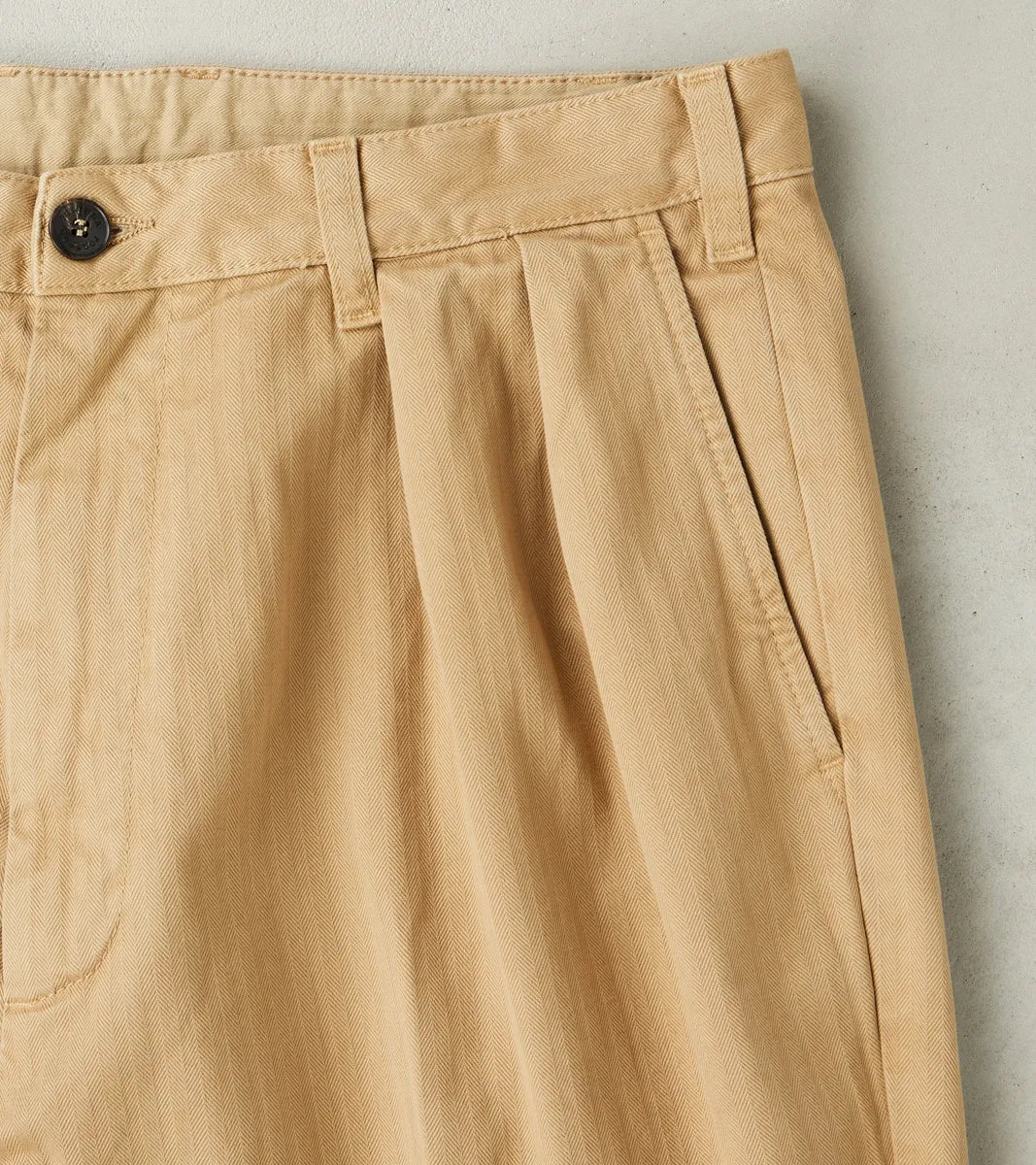 Seattle Pleated Trouser - Camel Herringbone Twill sold by Division Road product image thumbnail 5