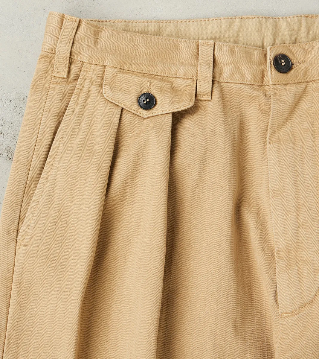 Seattle Pleated Trouser - Camel Herringbone Twill sold by Division Road product image thumbnail 4