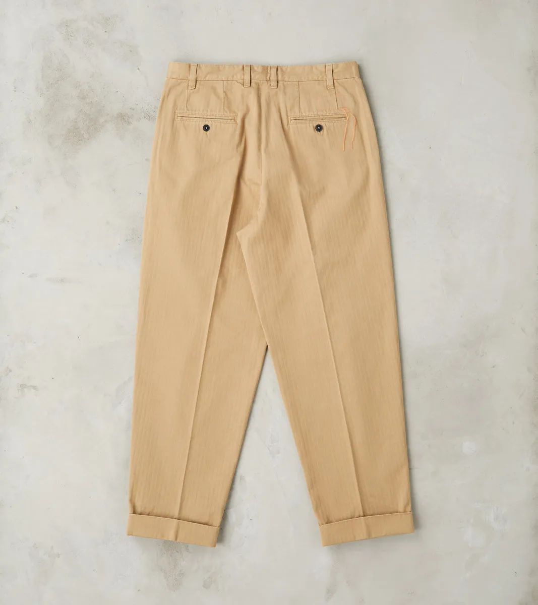 Seattle Pleated Trouser - Camel Herringbone Twill sold by Division Road product image thumbnail 2