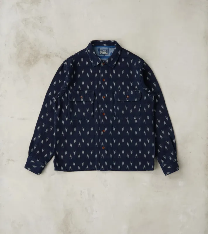 Arrow Yagasuri Indigo Sashiko Shirt sold by Division Road