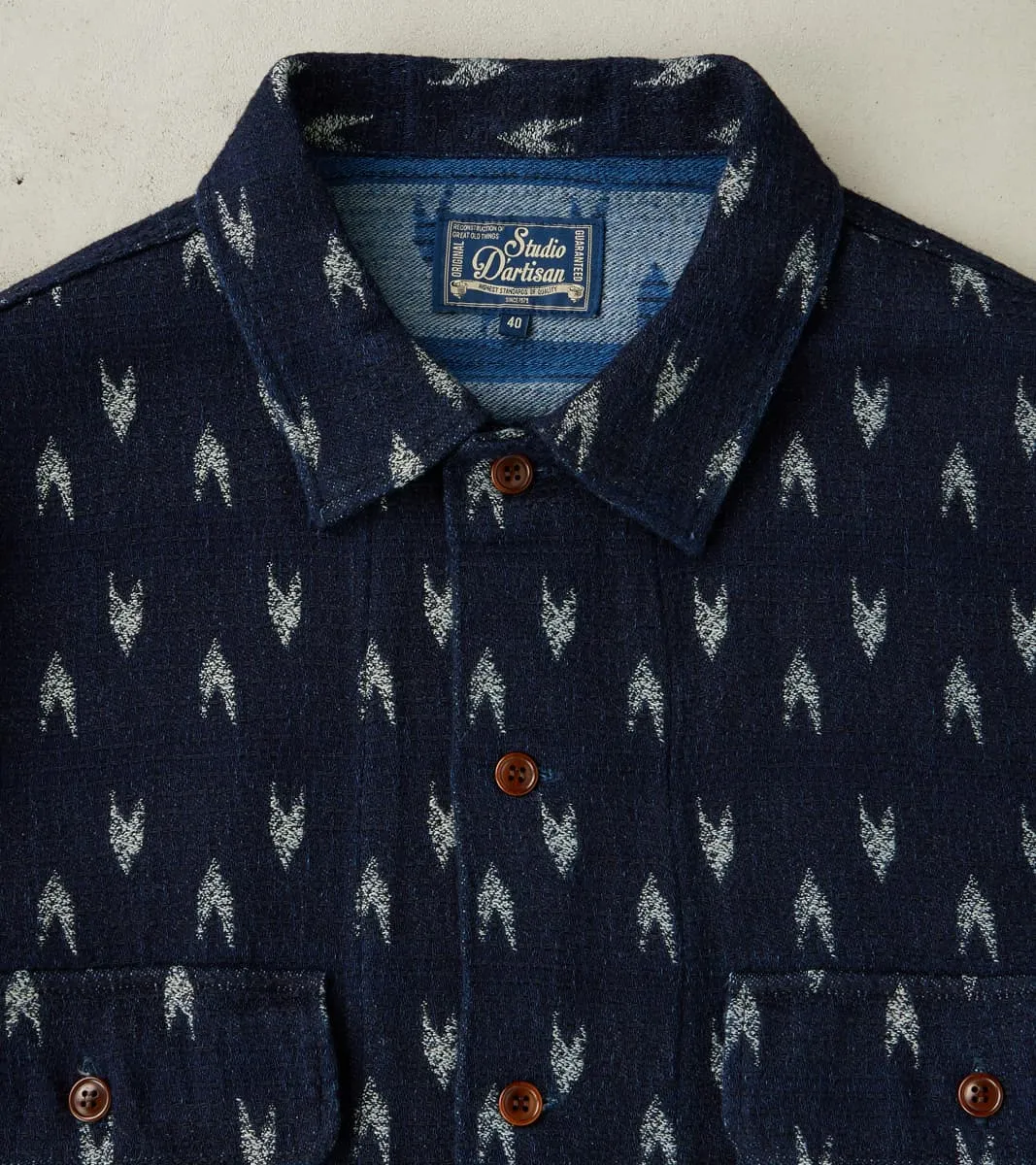 Arrow Yagasuri Indigo Sashiko Shirt sold by Division Road product image thumbnail 3