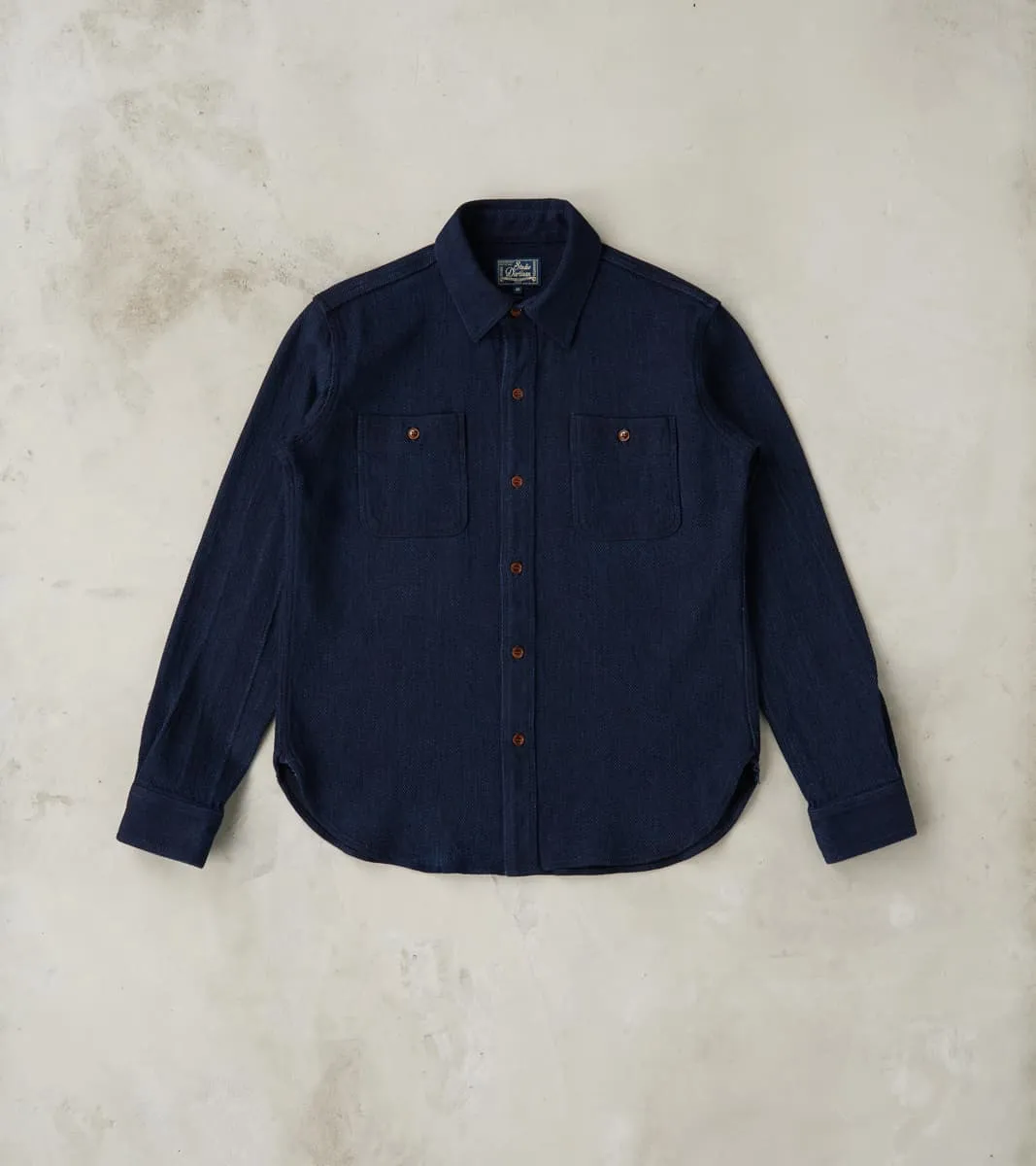 Heavyweight Sashiko Workshirt - Indigo sold by Division Road