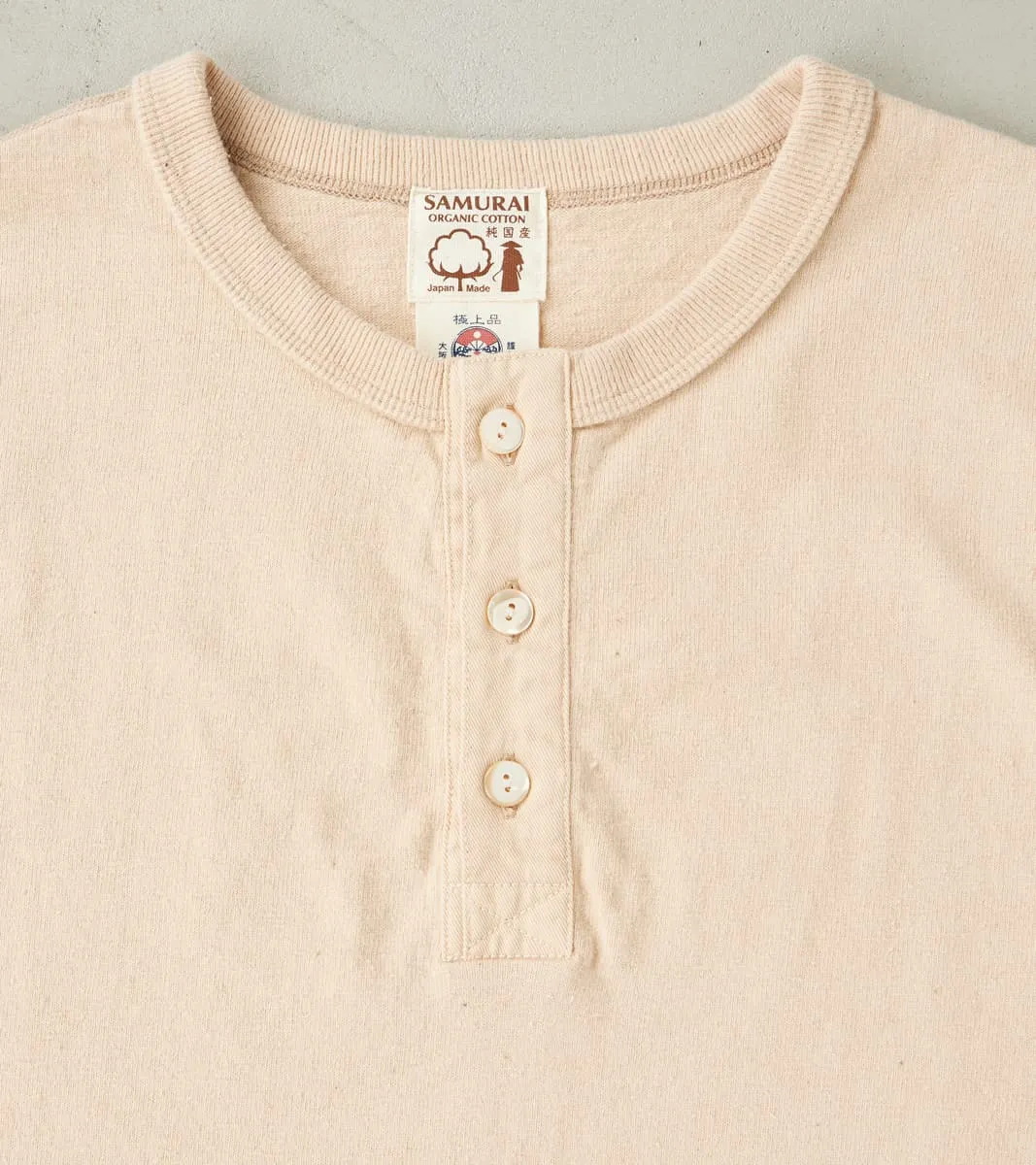 SJST-SC02 Japanese Cotton Short Sleeve Henley - Light Kuri sold by Division Road product image thumbnail 3