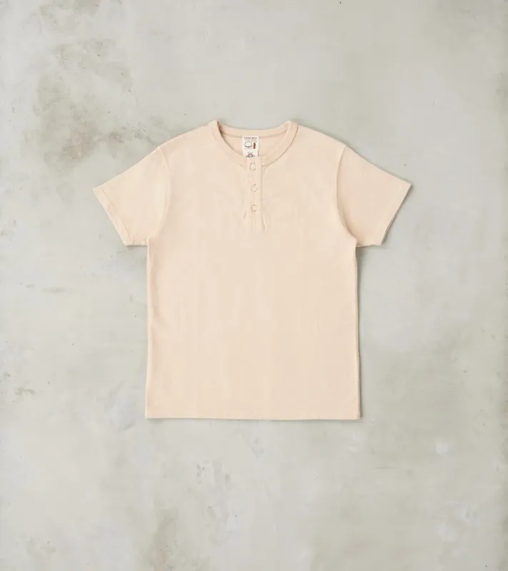 SJST-SC02 Japanese Cotton Short Sleeve Henley - Light Kuri sold by Division Road