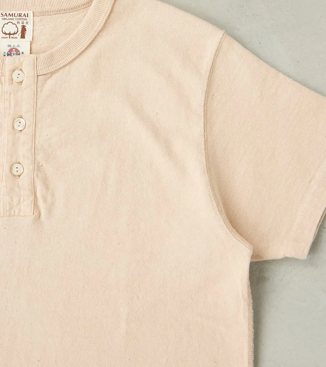 SJST-SC02 Japanese Cotton Short Sleeve Henley - Light Kuri sold by Division Road product image thumbnail 4