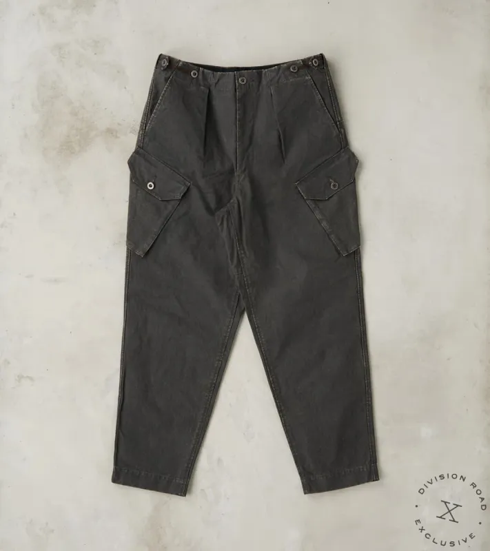 Swiss Army Cargo Trousers - H.Stevensons® Black Vintage Military Waxed Canvas sold by Division Road