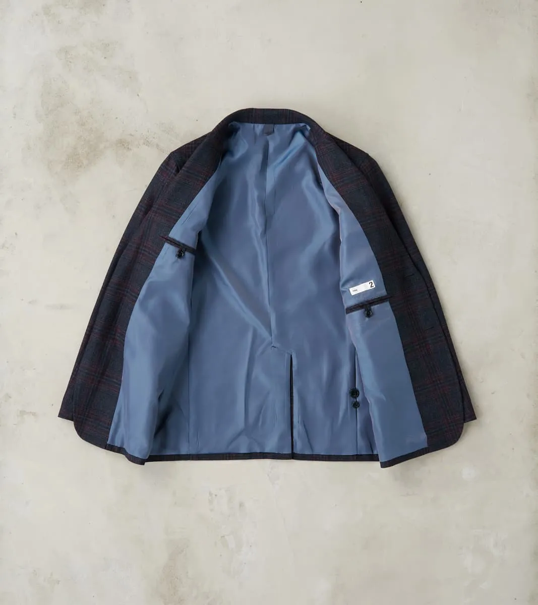 Single Breasted 2-Button Jacket - Glen Plaid Wool Blend Cloth - Navy sold by Division Road product image thumbnail 3