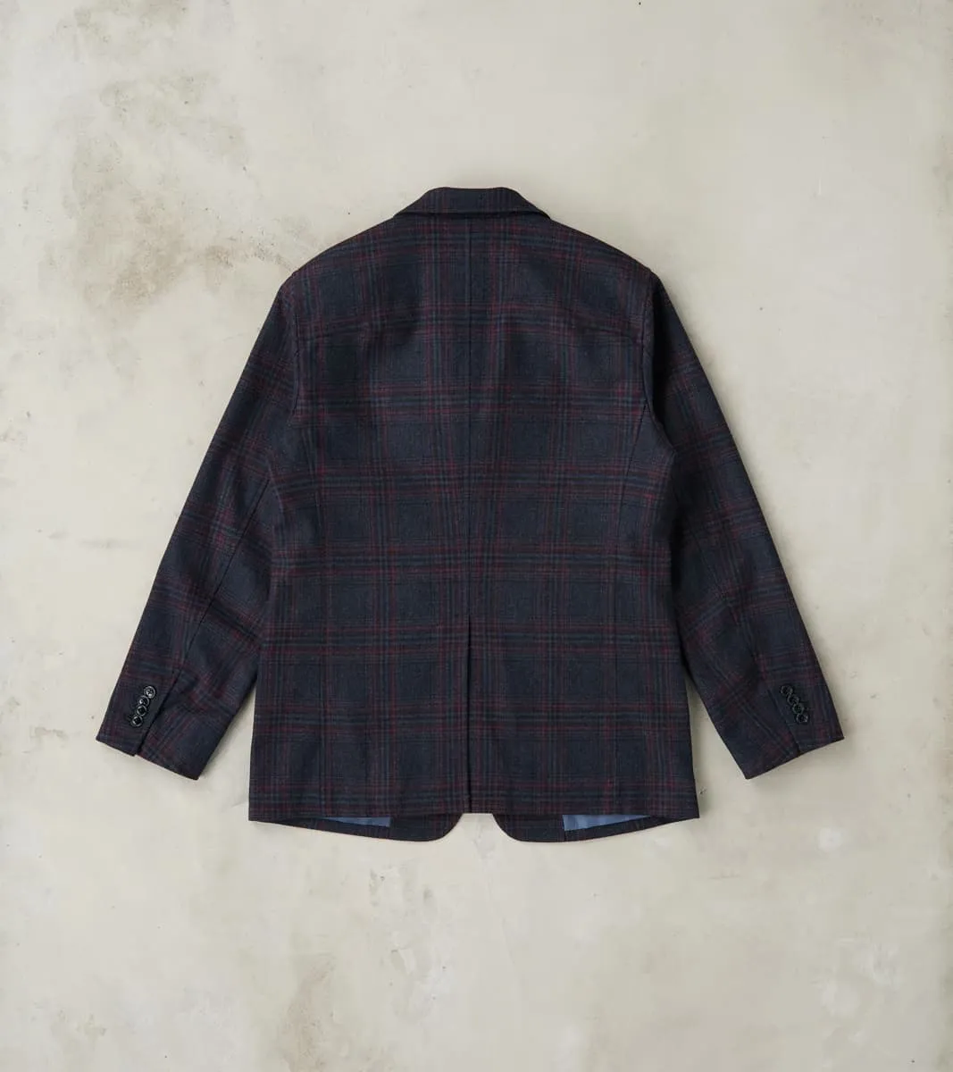 Single Breasted 2-Button Jacket - Glen Plaid Wool Blend Cloth - Navy sold by Division Road product image thumbnail 2