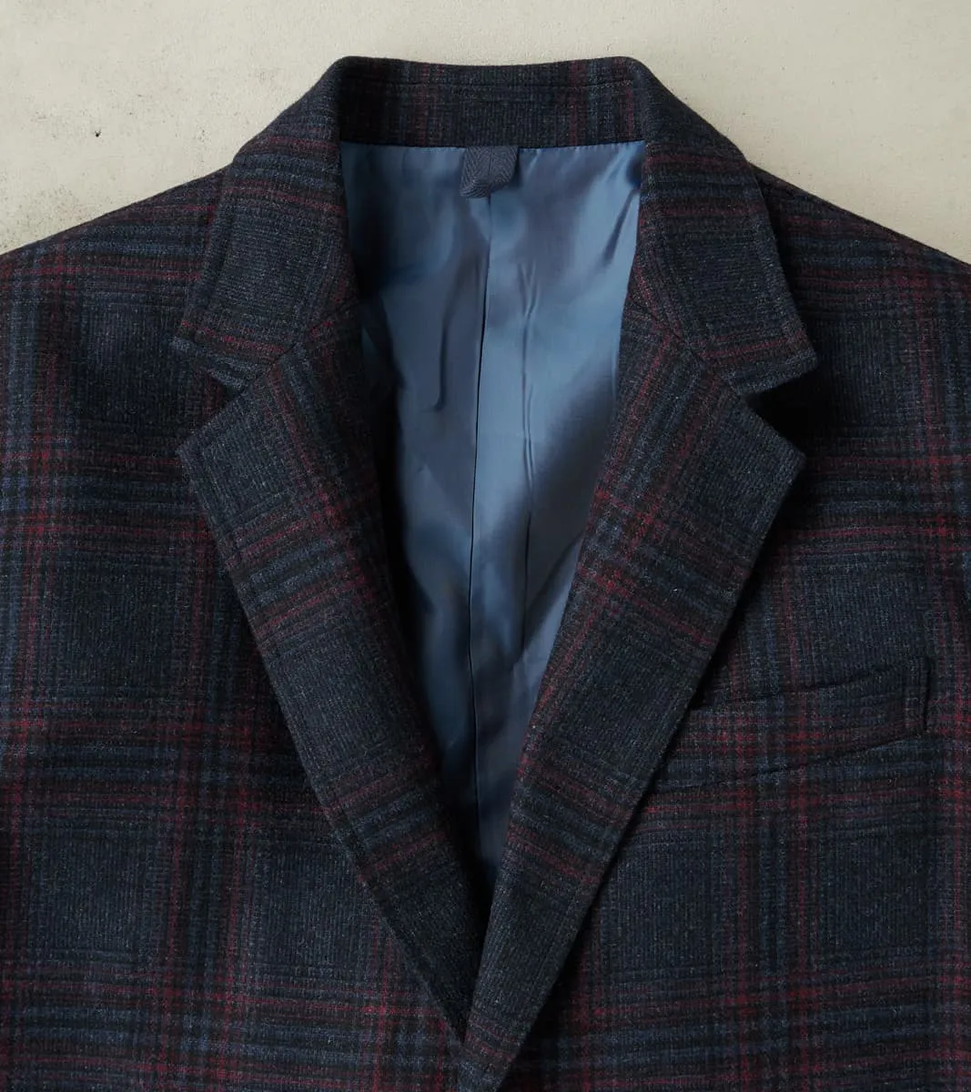 Single Breasted 2-Button Jacket - Glen Plaid Wool Blend Cloth - Navy sold by Division Road product image thumbnail 4