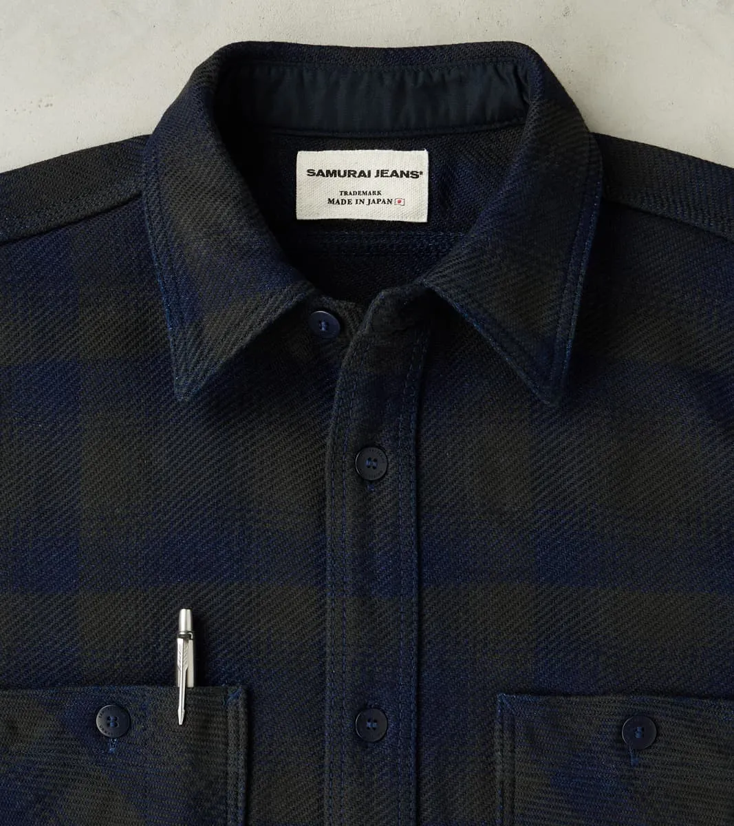 SIN24-03 Indigo Rope Dyed Heavy Flannel Check Work Shirt sold by Division Road product image thumbnail 3