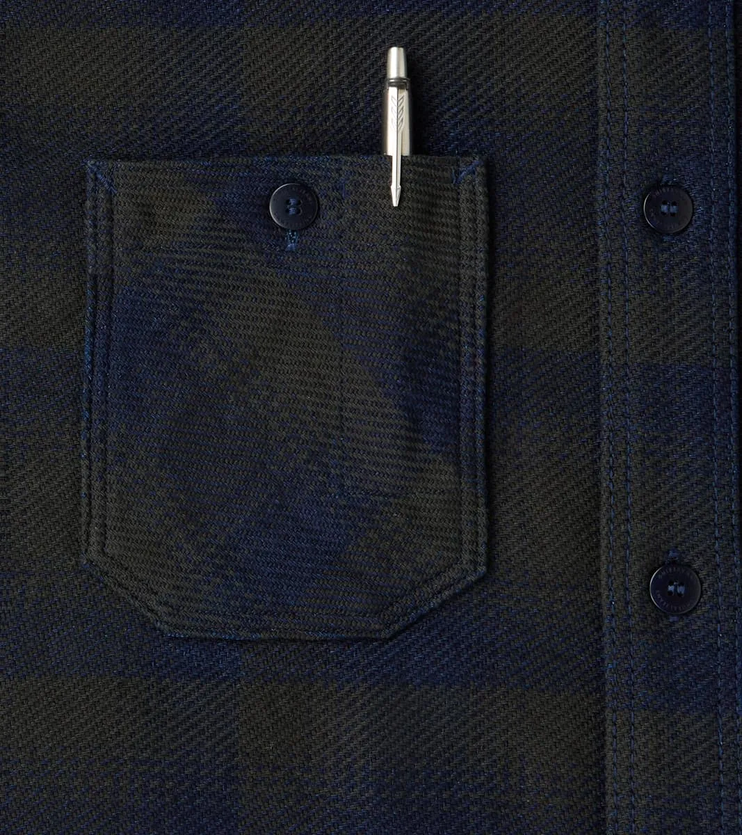 SIN24-03 Indigo Rope Dyed Heavy Flannel Check Work Shirt sold by Division Road product image thumbnail 5