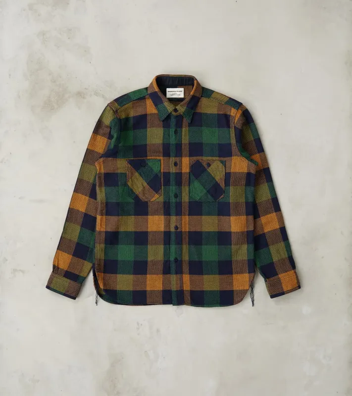 SIN24-01 Indigo Rope Dyed Heavy Flannel Check Work Shirt sold by Division Road