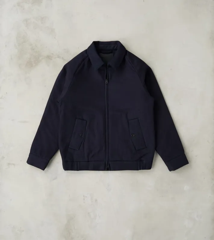 MXOT1314 - Harrington Jacket - Indigo Wool Weft Sashiko Jacquard sold by Division Road