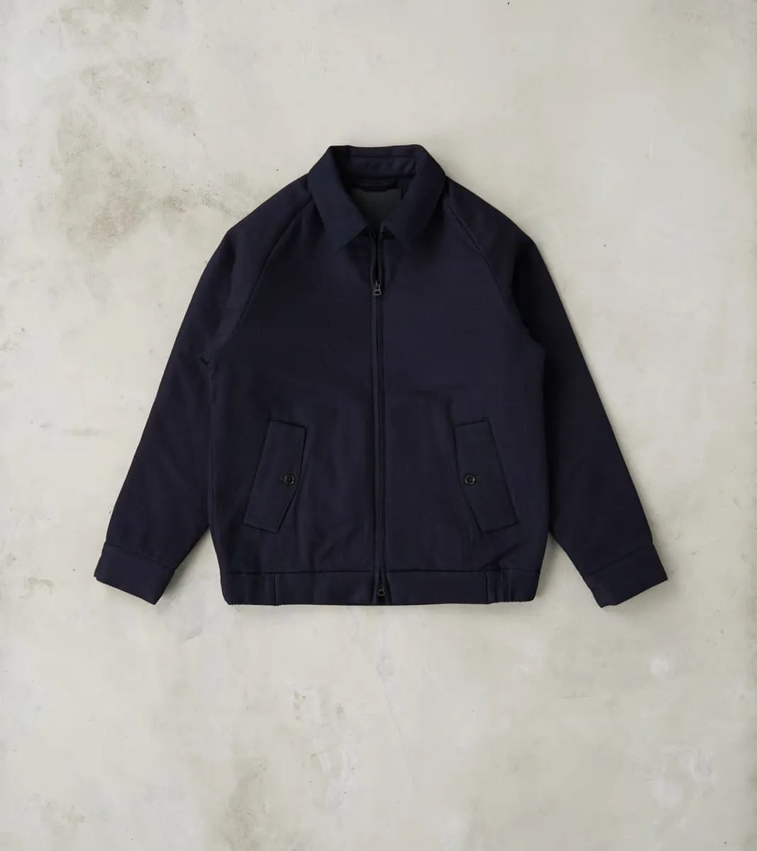 MXOT1314 - Harrington Jacket - Indigo Wool Weft Sashiko Jacquard sold by Division Road