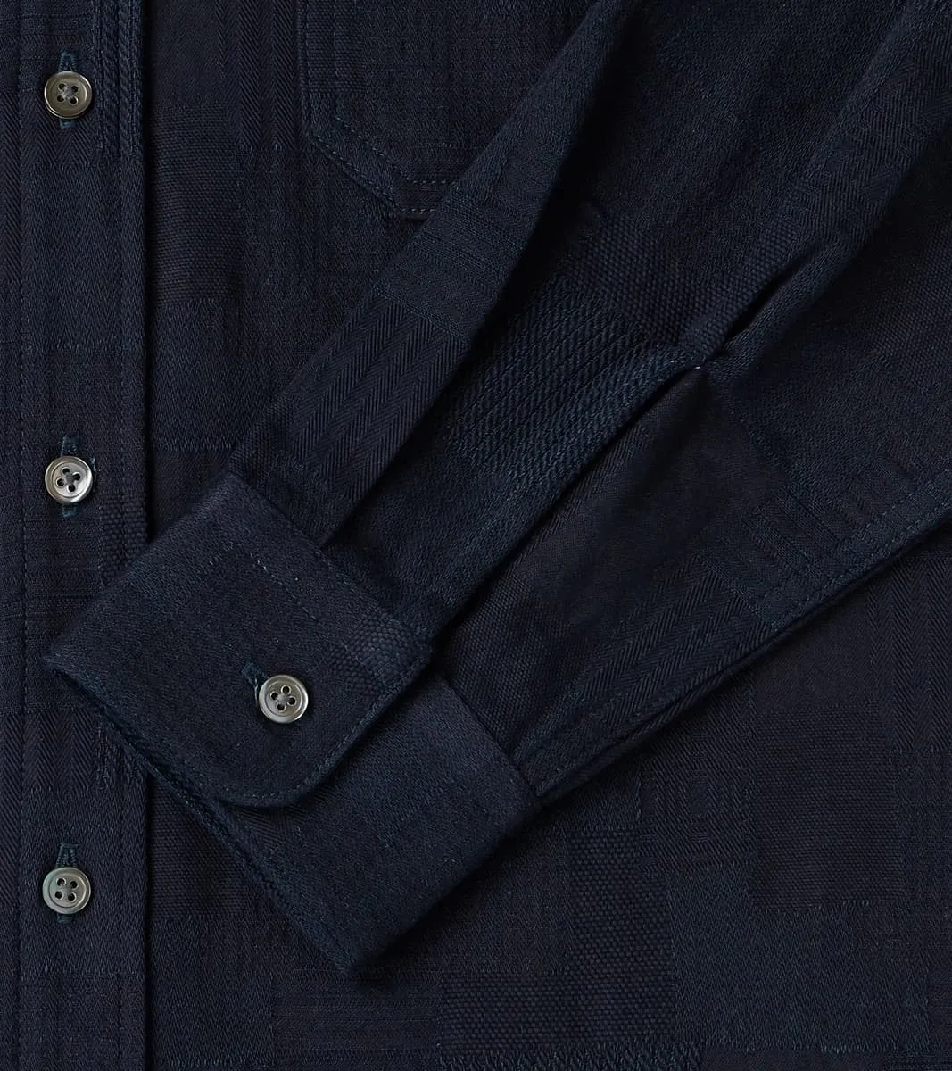 MXLS1026 - Work Shirt - Jacquard Indigo Patchwork sold by Division Road product image thumbnail 5