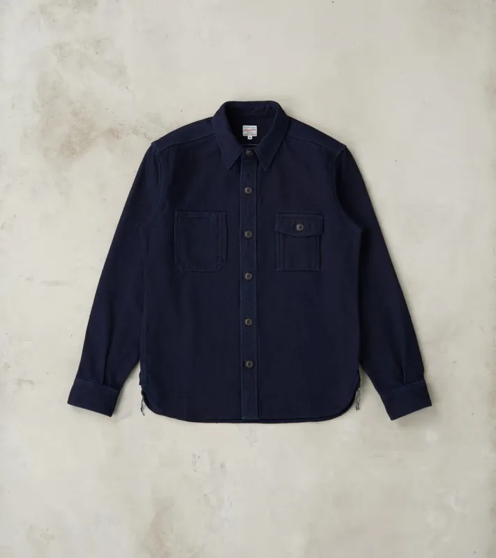 MZLS1070 - Work Shirt - Heavyweight Indigo Sashiko Dobby sold by Division Road