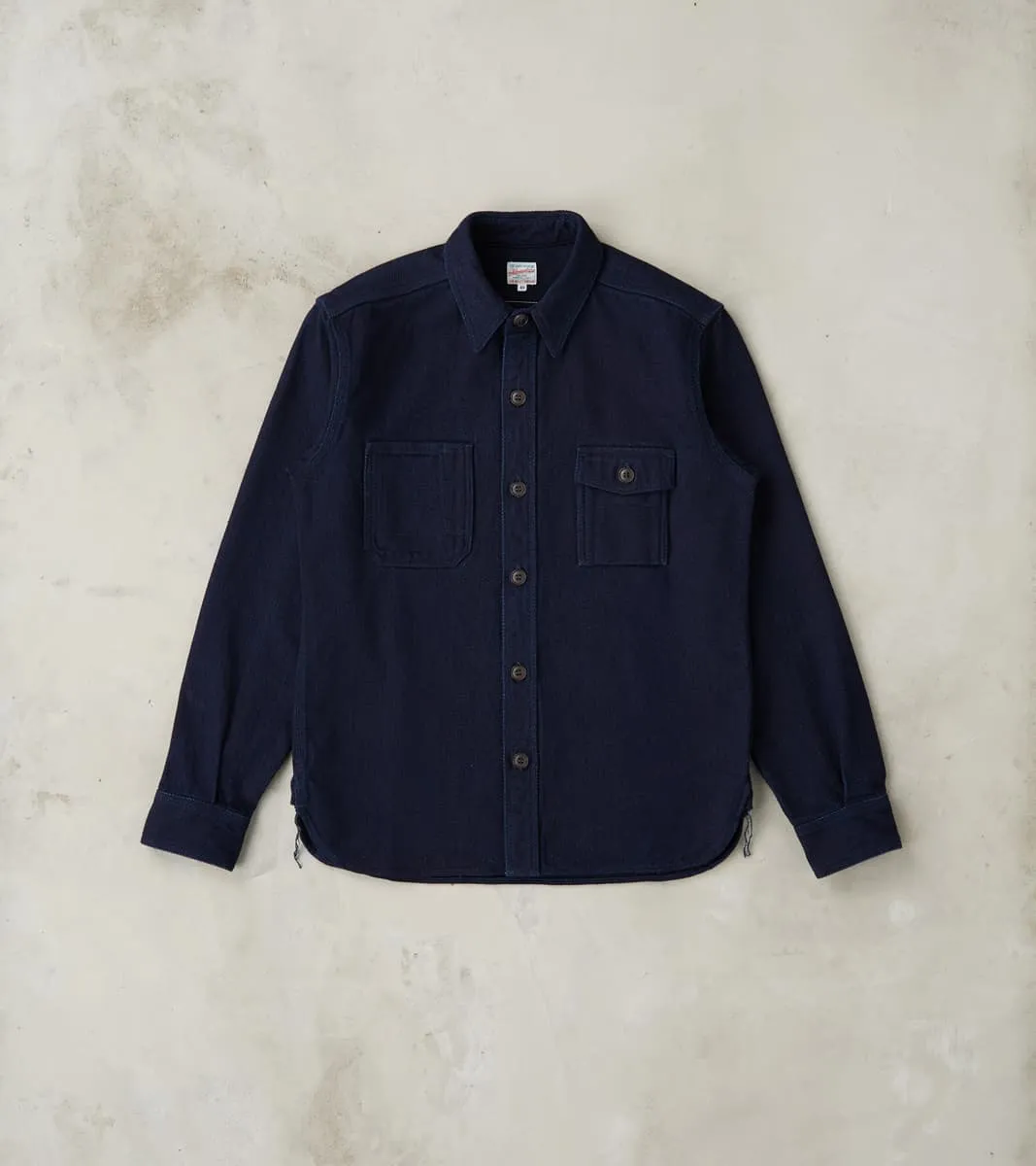 MZLS1070 - Work Shirt - Heavyweight Indigo Sashiko Dobby sold by Division Road
