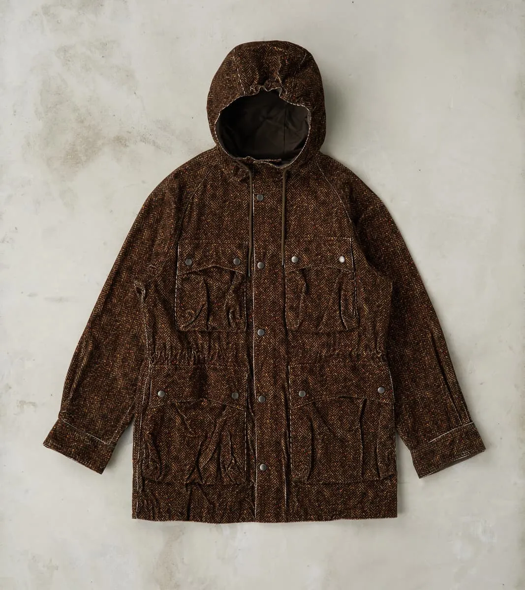 Mountain Parka - Herringbone Neps Tweed Printed Corduroy - Dark Olive sold by Division Road